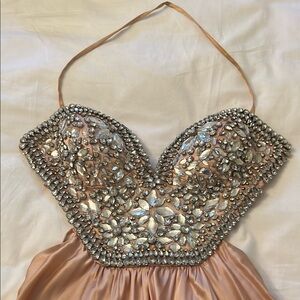 Mignon Beaded Maxi Dress in Shell Pink and Silver